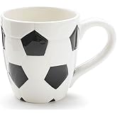 burton+BURTON Ceramic Soccer Ball Design Sports Coffee Tea Mug with Handle Great Gift Idea for Coaches, Soccer Fans, Soccer Players - Black/White, 15 Oz