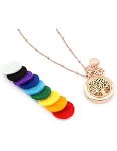 Rose Gold Tree of Life Essential Oil Diffuser Necklace...