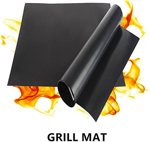 SMEAMUS BBQ Grill Mat, Non-Stick BBQ Grill Mats, Heavy Duty, Reusable and Easy to Clean, FDA-Approved, PFOA Free, Size 15" x 23", Black Color
