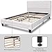 Urest Full Size Bed Frame Platform Bed Mattress Foundation Wood Slat Support Upholstered Button Tufted Diamond Stitch with Headboard, White