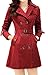 Galsang Women's Slim Double-breasted Wind Coats#bh41 (M, Wine Red)