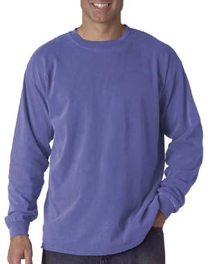 Ringspun Garment-Dyed Long-Sleeve T-Shirt (C6014)- PERIWINKLE, XL