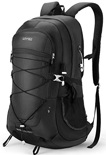 HOMIEE 45L Hiking Backpack, Internal Frame Backpack, Trekking Bag for Backpacking, Hiking, Camping, Cycling, Travelling, Climbing and Outdoor Activities, Waterproof Travel Nylon Backpack, Sport and Outdoor Use, Black