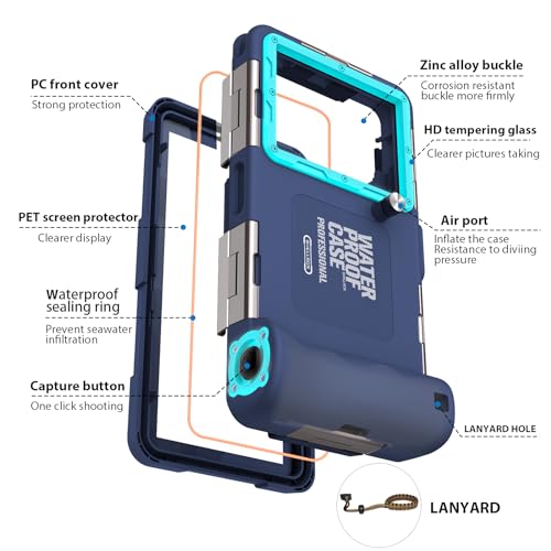 Waterproof Smartphone Case IPX8 Waterproof Mobile Phone Holder 15 m Underwater Compatible for iPhone 17 Pro 17 Air 16 15 Plus 12 13 14 15 16 17 Pro Max 16 15 14 Pro Samsung S25 S24 Ultra