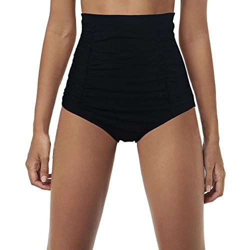 black high waisted swim shorts