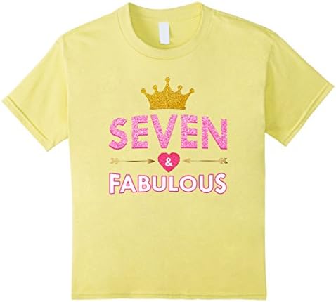 Kids Cute 7th Birthday T-Shirt For Girls Princess Crown Seven 8 Lemon