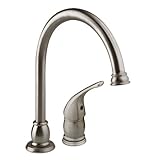 RV Kitchen Faucet by Dura Faucet (Brushed Satin Nickel) - Features Designer High-Arc Pedestal Gooseneck Styling Compatible with 5th Wheels, Trailers, Campers and Motorhomes - Easy Self Installation