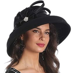 Women Black Wool Felt Dress Party Hats 