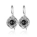 Vintage Style 925 Sterling Silver Black Onyx Earrings with Swirl Design & Secure Backs