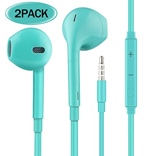 Bekou Premium Earbuds Stereo Headphones 2 Pack Earphones with Microphone and Noise Isolating headset for iPhone iPod iPad Samsung Galaxy S7 S8 and Android Phones - Blue - Thumbnail 7