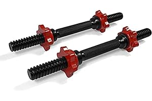 Yes4All Pair of Threaded Dumbbell Handles with Collars 14/16/18/24 inch, Chrome/Rubber Grip, Fit 1”/ 1.15" Plates, Weight Bar Connector