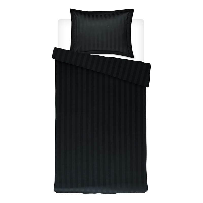 Papillon Satin Stripe Duvet Covers Black, Cotton, 140 x 200/220 cm