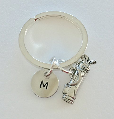 Golfer's Key Ring, Golf Bag Key Ring, Gift For Golfer, Golf Lover Gift, Men's Golf Gift, Personalized Golf Gift, Custom Initial, Father's Day. - Thumbnail 6