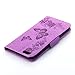 iPhone 6S Funda, iPhone 6S Funda de piel, arsue PU Flip Folio Funda tipo portafolios con ranuras para tarjetas de Flores y mariposas con función atril para iPhone 6/6S, Purple/Bling