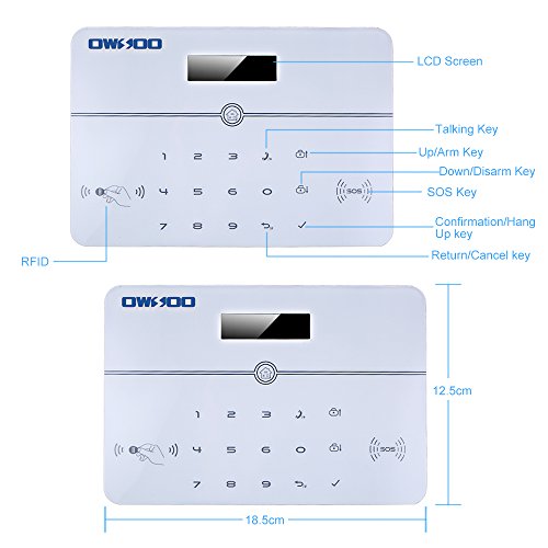 OWSOO Home Burglar Security Alarm System 433MHz Wireless Auto-dial PSTN LCD Display Remote Control With 9pcs Window Sensors +4pcs PIR Motion Sensors +1pcs Water Intrusion Leakage Sensor + Sirens