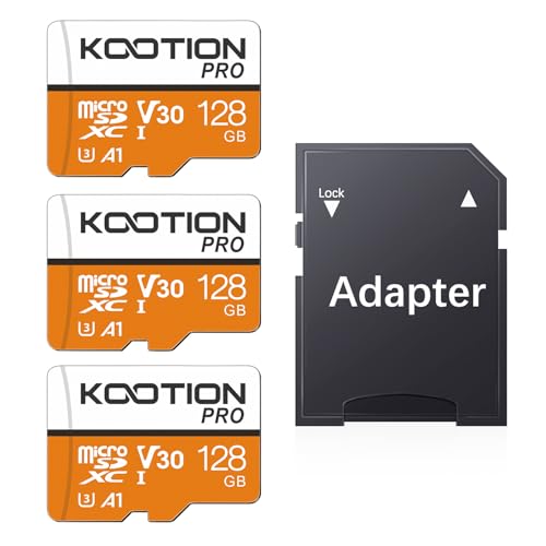 KOOTION Micro SD Karte 128GB 3PCs UHS-I Speicherkarte MicroSDXC Mini SD Karte 128G Memory Karte Speicher SD Karte(A1 V30 U3 4K) MicroSD Card Memory Ca