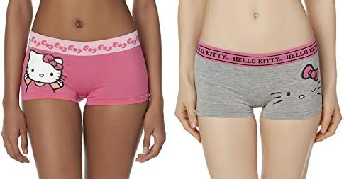 Women's Seamless Boyshort Panties- Classic Mickey Mouse and Hello Kitty 2 Pack