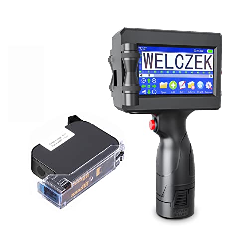 WELCZEK TIJ127 Portable Handheld Printer, 4.3 Inch Touch Screen Portable Inkjet Printer for Logo/Picture/Production Date/Numbers/Lot/QR Code/Barcode