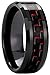 AZYOUNG Black Red Carbon Fiber Tungsten Carbide Ring Men Women Wedding Engagement Band - 8MM