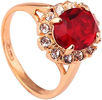 Acefeel Noble Gold Plated Oval Red Crystal Ring Mother's Day Gift Fashion Wild Jewelley R230