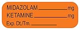 Anesthesia Label, Midazolam/Ketamine mg, 1-1/2" x