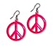 Hot Pink Hippie Peace Sign Dangle Earrings