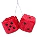 Mrcartool 3 inch Pair of Retro Square Mirror Hanging Dice Couple Fuzzy Plush Dice with Dots for Car Interior Ornament Decoration (Red)