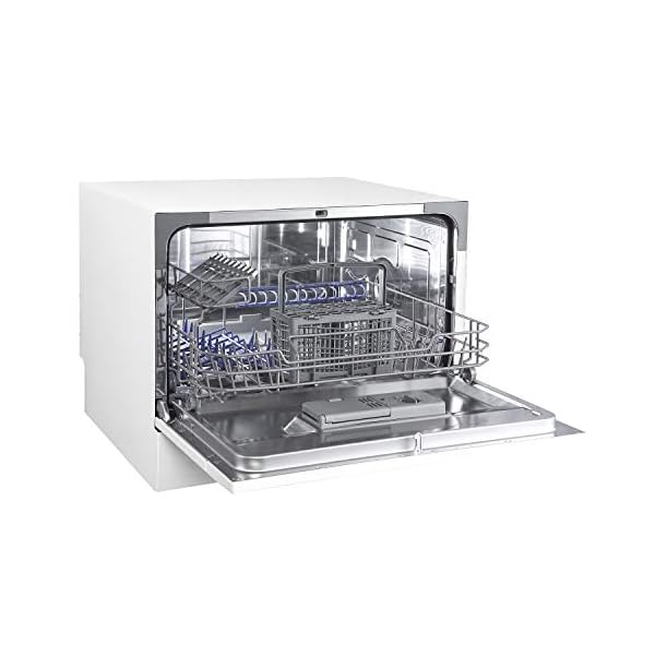 COMFEE-Table-Top-Compact-Dishwasher-TD602E-W-Mini-Dishwasher-with-6-Place-Settings-6-Programmes-LED-Display-Delay-Start-and-Off-peak-Wash-Function-White COMFEE' KWH-TD602E-W Freestanding Compact Dishwasher, LED display, 6.5 liters, White, Noise level: decibels 47