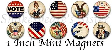 American Flag Magnets - Patriotic Americana - Refrigerator Magnets - Set of 10 - 1 Inch Mini Magnets - Flag Decor - Gift for Veteran