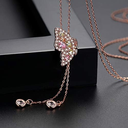 TRAINER SECRET Women Elegant Butterfly Pendant Cubic Zirconia Jewelry Bridal Jewelry Drop Necklace
