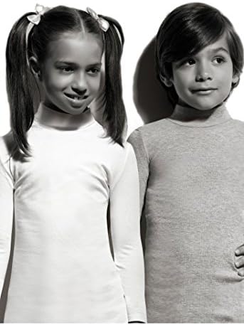 Bross Underwear Boys Girls Unisex Long Sleeve Polo Neck Top Undershirt (5-6 Years, Gray)