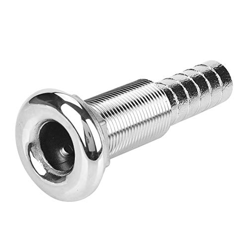 Boat Threaded Fitting, 3/4" Stainless Steel Thru-Hull Fitting Hose Barb Marine Barbed Hose Thru Drain, Silver