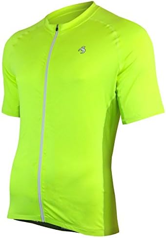 MUTEKI Men's Strength Short Sleeve, Full Zipper Cycling Jersey (Medium, Bright Neon Yellow)