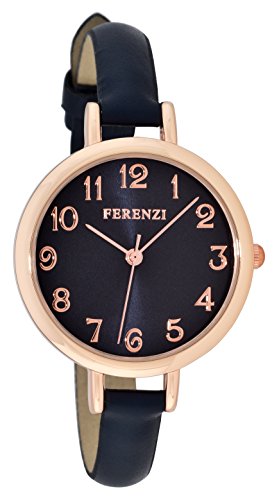 Women's Watches by Ferenzi - Elegant Rose-Gold PU Leather Watch - Make Every Second Count - FZ15505