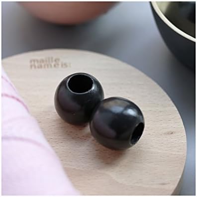 Maille name is Set of 4 big wooden beads for macrame suspension 30 mm Black