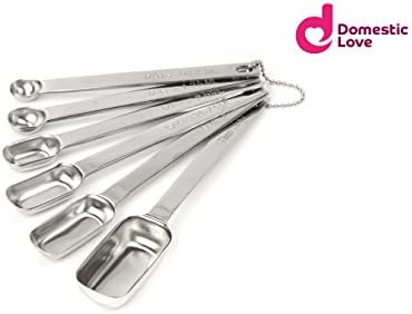 Quality Stainless Steel Measuring Spoons by Domestic Love - Non-Rust, Slim Design, Ideal for Small Spice Jars - 100% LIFETIME