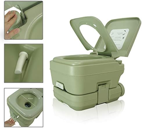 PARTYSAVING Outdoor Portable Toilet Carry Bag, Travel Toilet Level Indicator Traveling & Roadtripping, Boating, 3 Way Pistol Flush, Rotating Spout Camping 2.6 Gallon 20L