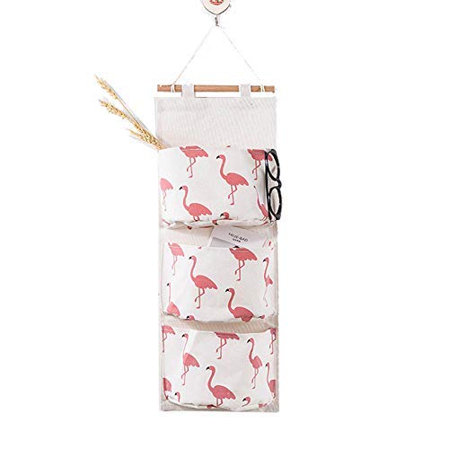 pink hängende Wand-Aufbewahrungstaschen mit 3 Taschen für Schlafzimmer