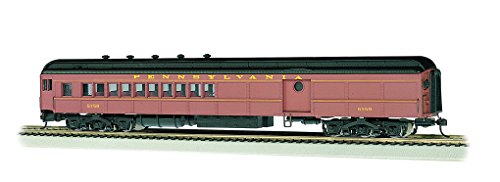 Bachmann Industries Red & Yellow Ho Scale Prr #5159 Postwar Train Car with Round Window Door Tuscan