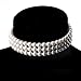 Avalaya 3 Tier Synthetic Pearl Collar Necklace in Silver Plating (Snow White)