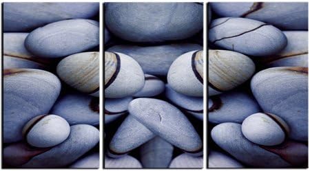 Beach Stones and pebbles print on canvas, stones on canvas designs, 3 panel print, wall art