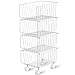 Rolling Stackable Storage Bin, Modern 4 Tiers Basket with Pre-Installed Casters, Utility Storage Organizer for Pantry, Closets, Bedrooms (Gray)