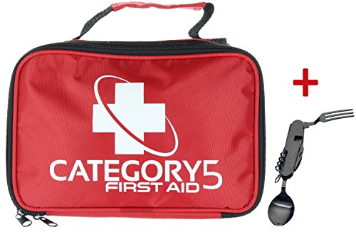 CATEGORY5 First Aid Kit – Compact and Small Perfect for Survival Emergency Disaster Earthquake – Fits in Car Home and Office or for Travel Camping and Hiking