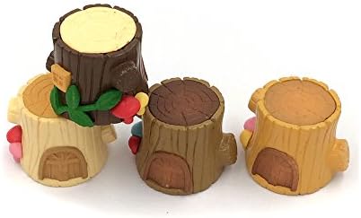 A Little Lemon Assorted 4 Miniature Resin Tree Stump, Bonsai Micro Landscape Garden Decoration