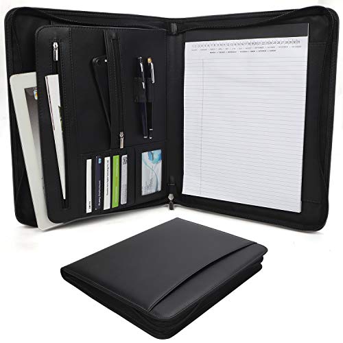 Freeprint Zippered Padfolio Portfolio with Writing Pad Legal Size Notebook Business Folder