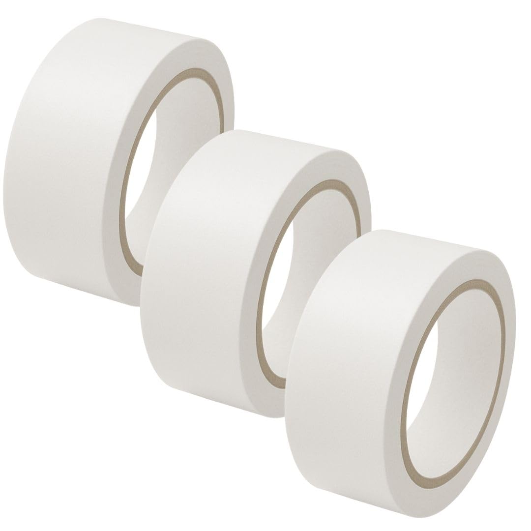 GTSE 50mm x 33m, White, PVC Vinyl Floor Tape, 3 Rolls, Safety Marking Tape, 0.15mm Thick, Suitable for Dance Floors, Gyms, Warehouse, Sports Industry