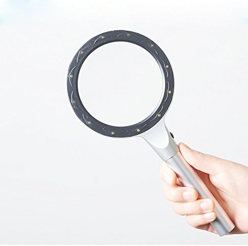 Guerbrilla 3.5inch Jumbo Magnifying Glass with 12 Bright LED Lights(provides evenly lit area) 10X Lens with 10X Zoom Handheld Lighted Magnifier Glass