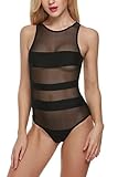 Zeagoo Sexy Black Mesh Spice Look One Piece Swimwear Swimsuit Monokini Bikini
