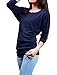 Allegra K Ladies Buttons Decor Front Batwing Top, Dark Blue,Medium / US 10