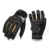Vgo 5Pairs High Dexterity Heavy Duty Mechanic Glove,Rigger Glove(Anti-vibration,Anti-abrasion,Touchscreen,Size L, Black, SL8849)